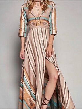 SPELL ⭐️ Vintage Peyote Linen Gown Large Beautiful!!